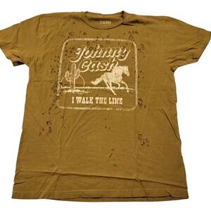 Buckle Johnny Cash I Walk The Line Distressed Graphic Tee Brown‎ Small JCA108310